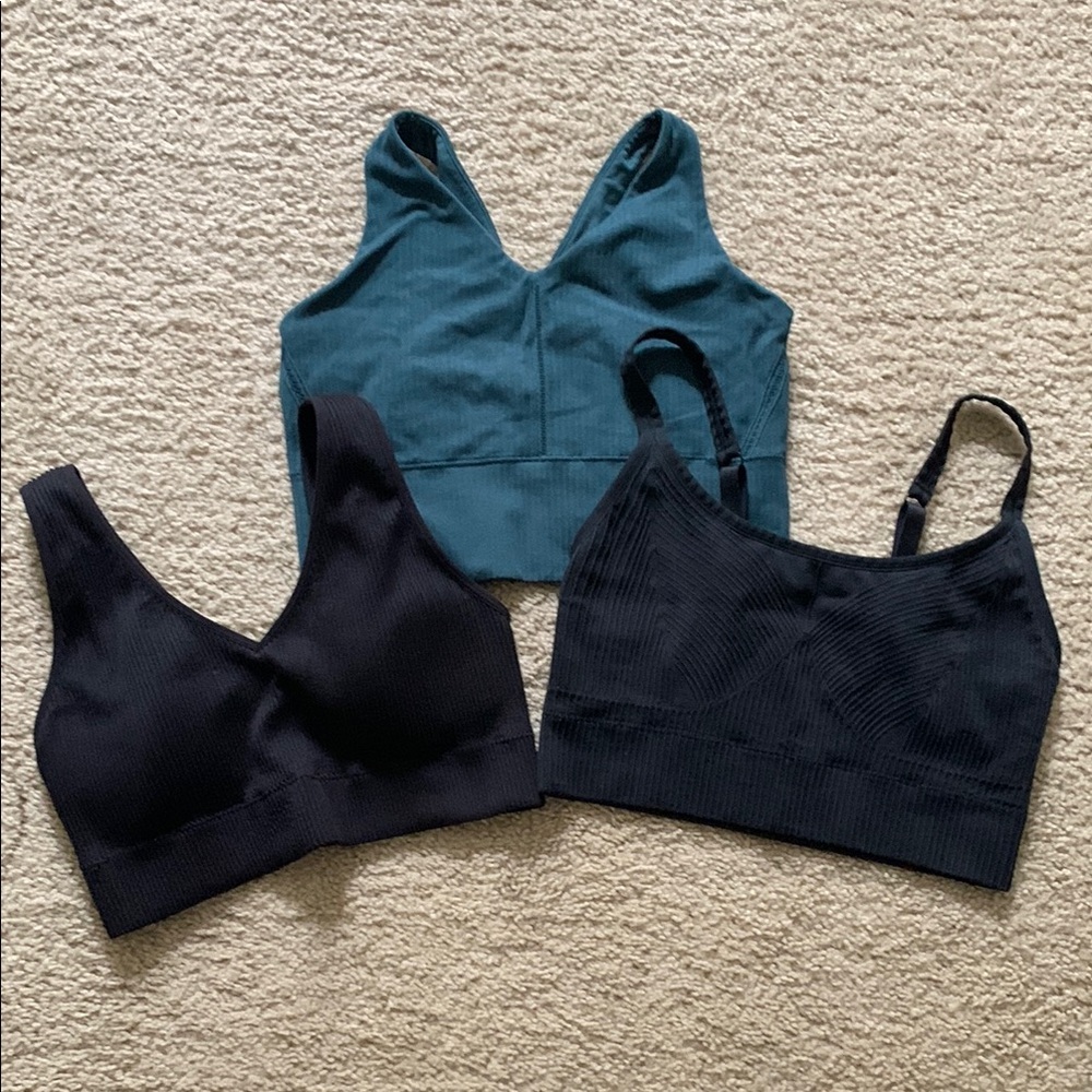 Comfort Bralette/sports bra Set - Black and Teal/green set of 3